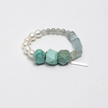 Amazonite Blue Lace Agate and Moonstone Water Chakra Bracelet natural healing crystal beaded bracelet