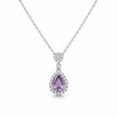 Amethyst Chakra Pendant with Diamond Halo in Sterling Silver