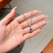 Amethyst Chakra Pendant with Diamond Halo in Sterling Silver