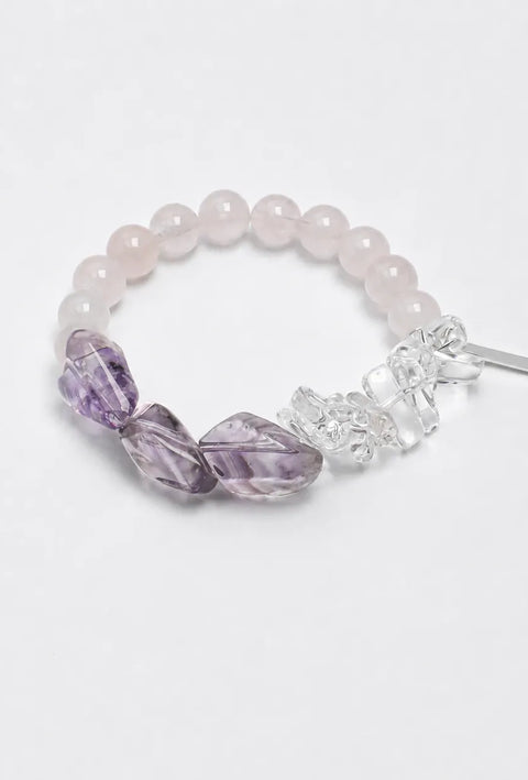 Amethyst Rose Quartz Fire Energy Bracelet natural healing crystal beaded bracelet