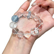 White Crystal Chakra Bracelet with round and square bead design natural healing crystal beaded bracelet