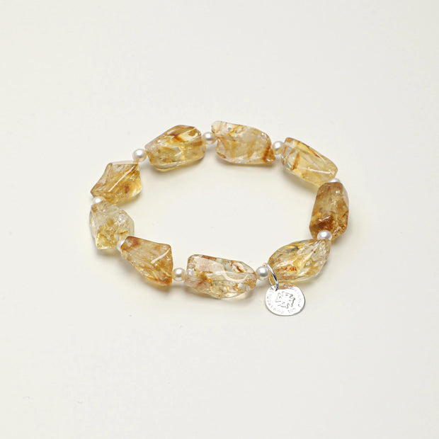 Brazilian Citrine Solar Plexus Chakra Bracelet natural abundance confidence positive energy crystal beaded bracelet