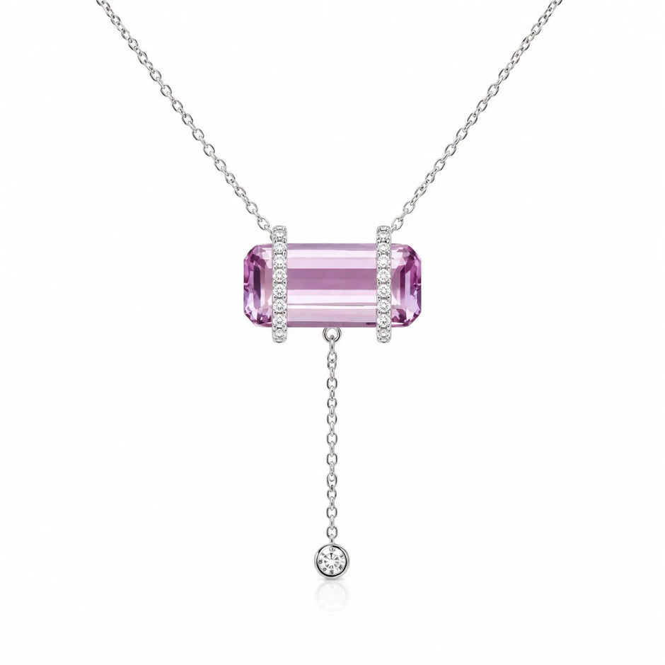 Emerald Cut Amethyst Custom Necklace