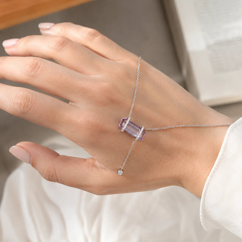 Emerald Cut Amethyst Custom Necklace