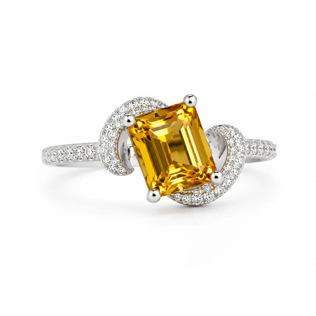Emerald-Cut Citrine Energy Ring in Sterling Silver