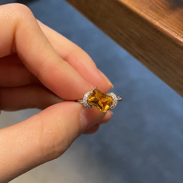 Emerald-Cut Citrine Energy Ring in Sterling Silver