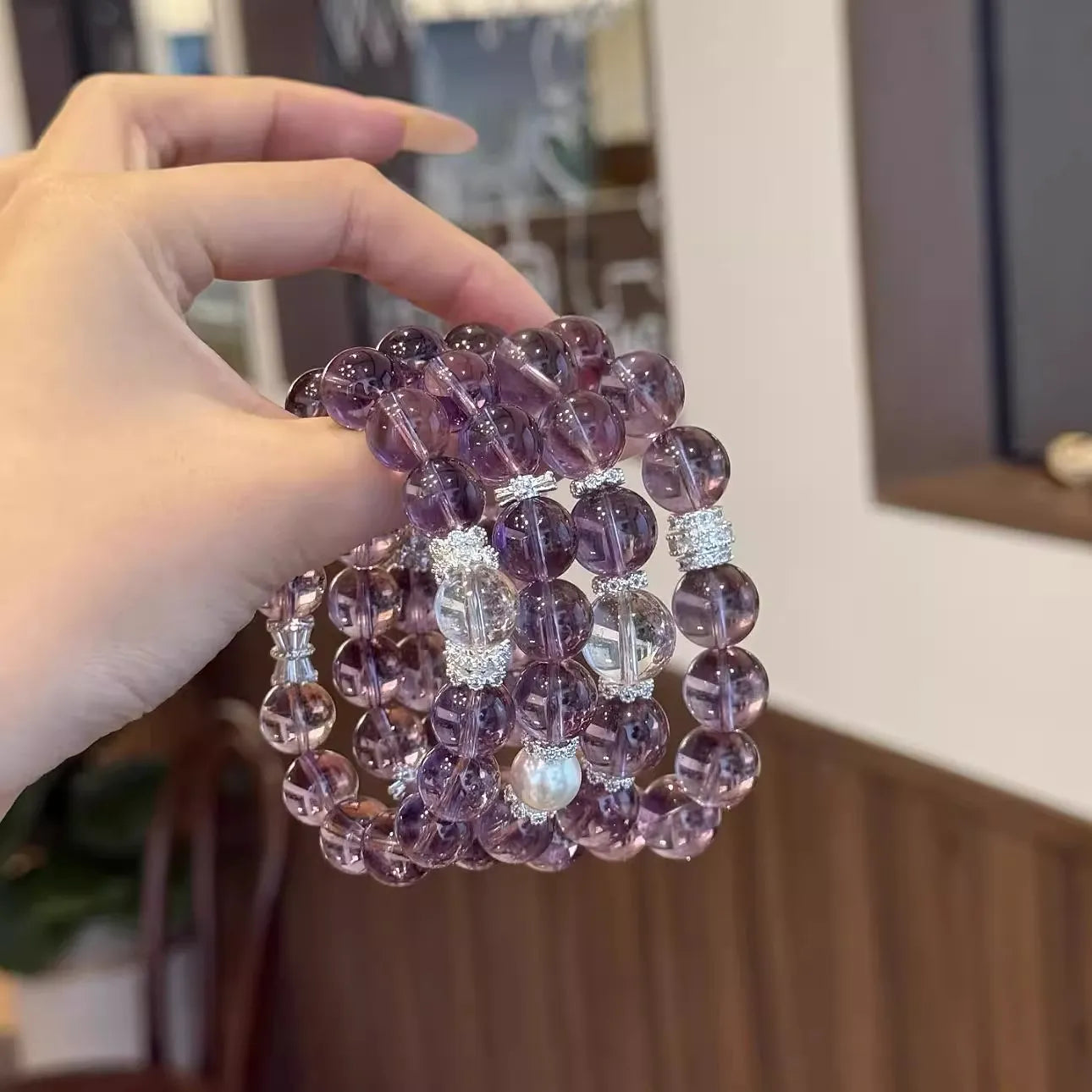 Ice Grape Amethyst Crown Chakra Stone high clarity close-up detail natural purple crystal texture