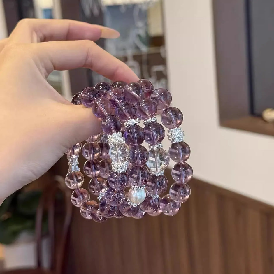 Ice Grape Amethyst Crown Chakra Stone high clarity close-up detail natural purple crystal texture