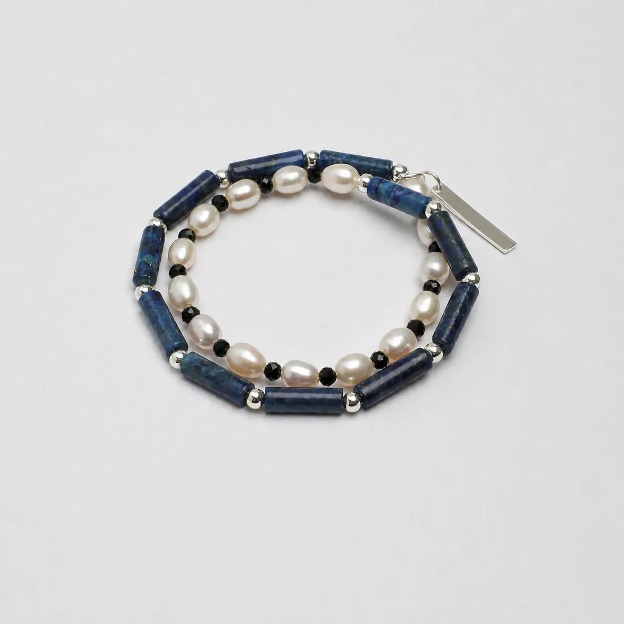 Lapis Lazuli and Black Tourmaline Double Wrap Bracelet natural protection intuition grounding crystal beaded bracelet