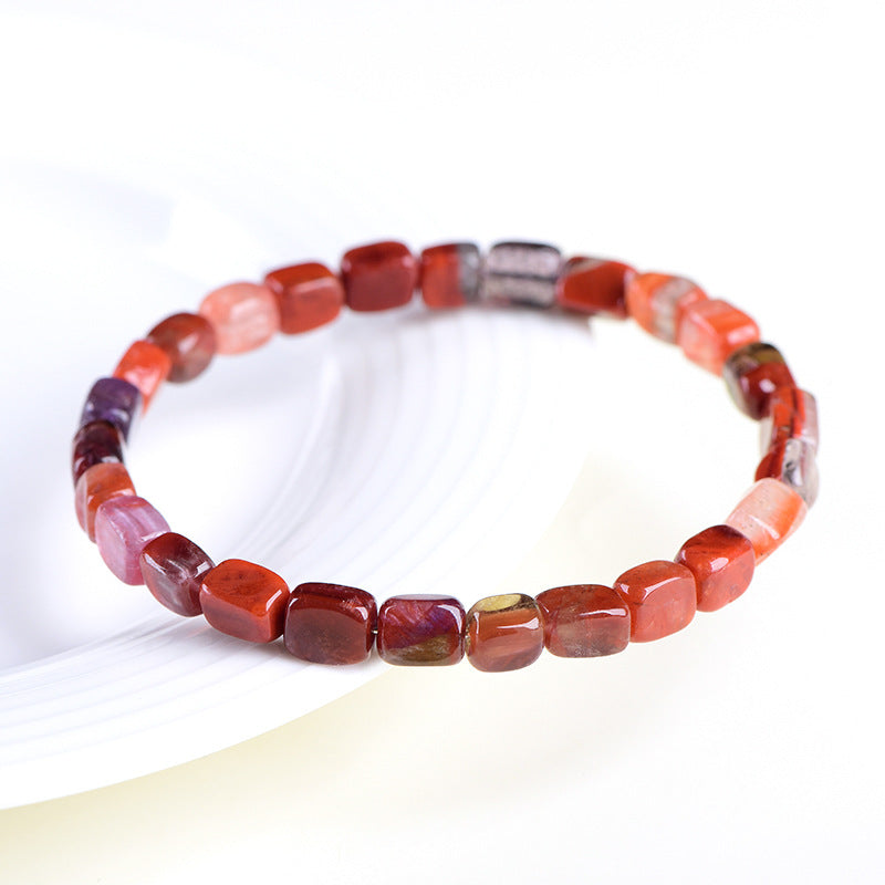 Natural Red Aurora Square Faceted Bracelet
