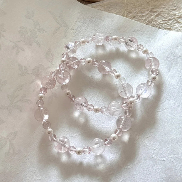 Natural Pink Azeztulite Single-Strand Bracelet