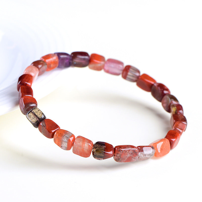 Natural Red Aurora Square Faceted Bracelet