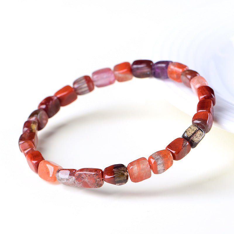 Natural Red Aurora Square Faceted Bracelet