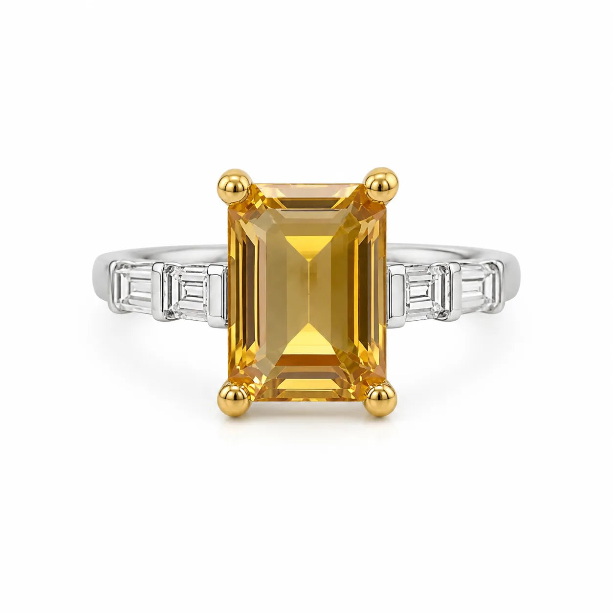 Solara Emerald-Cut Citrine Ring