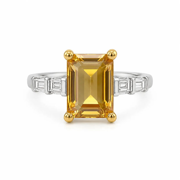 Solara Emerald-Cut Citrine Ring