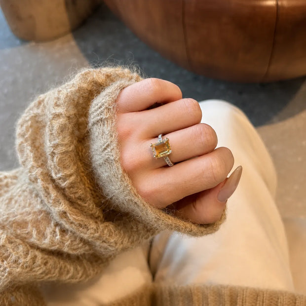 Solara Emerald-Cut Citrine Ring