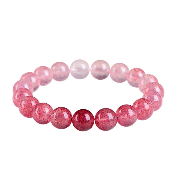 Strawberry Quartz Bracelet Love Attraction Heart Chakra Crystal Beaded Bracelet