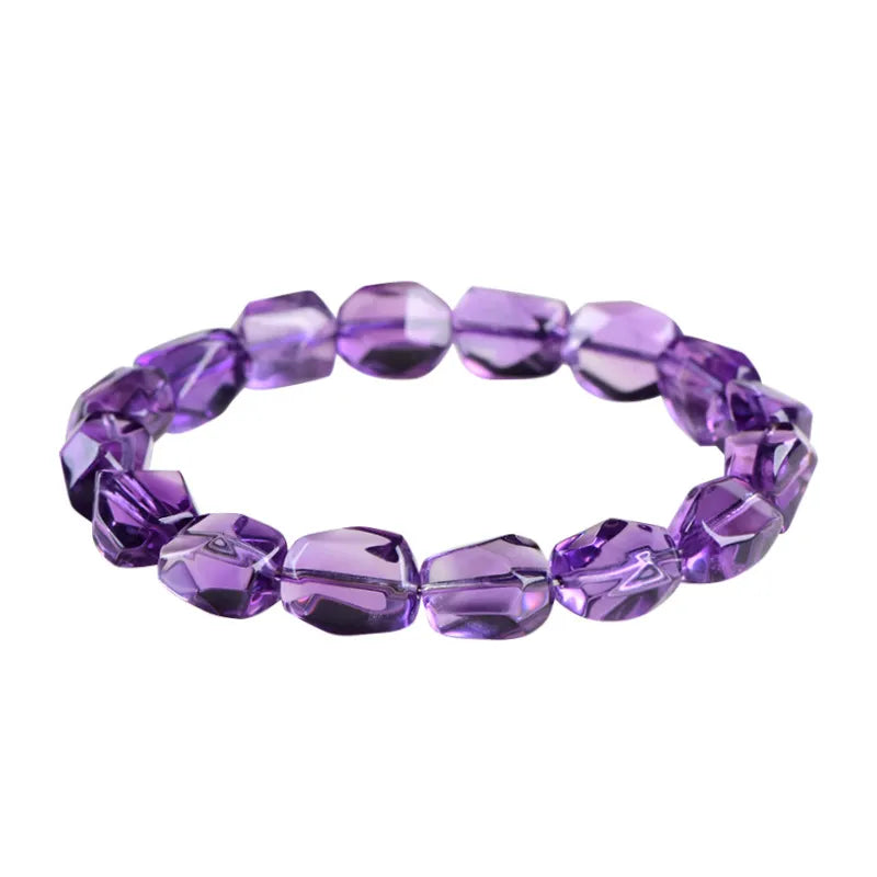 Brazilian Amethyst Crown Chakra Bracelet 5A Grade Natural Purple Crystal Beaded Bracelet