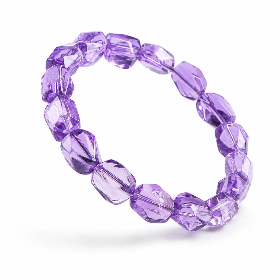 5A Brazilian Amethyst Crown Chakra Bracelet Natural Purple Crystal Beads