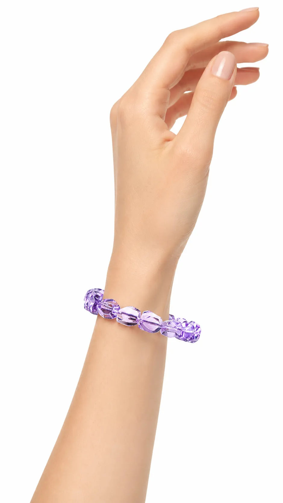 Brazilian Amethyst Crown Chakra Bracelet 5A Grade Natural Purple Crystal Beaded Bracelet close-up view