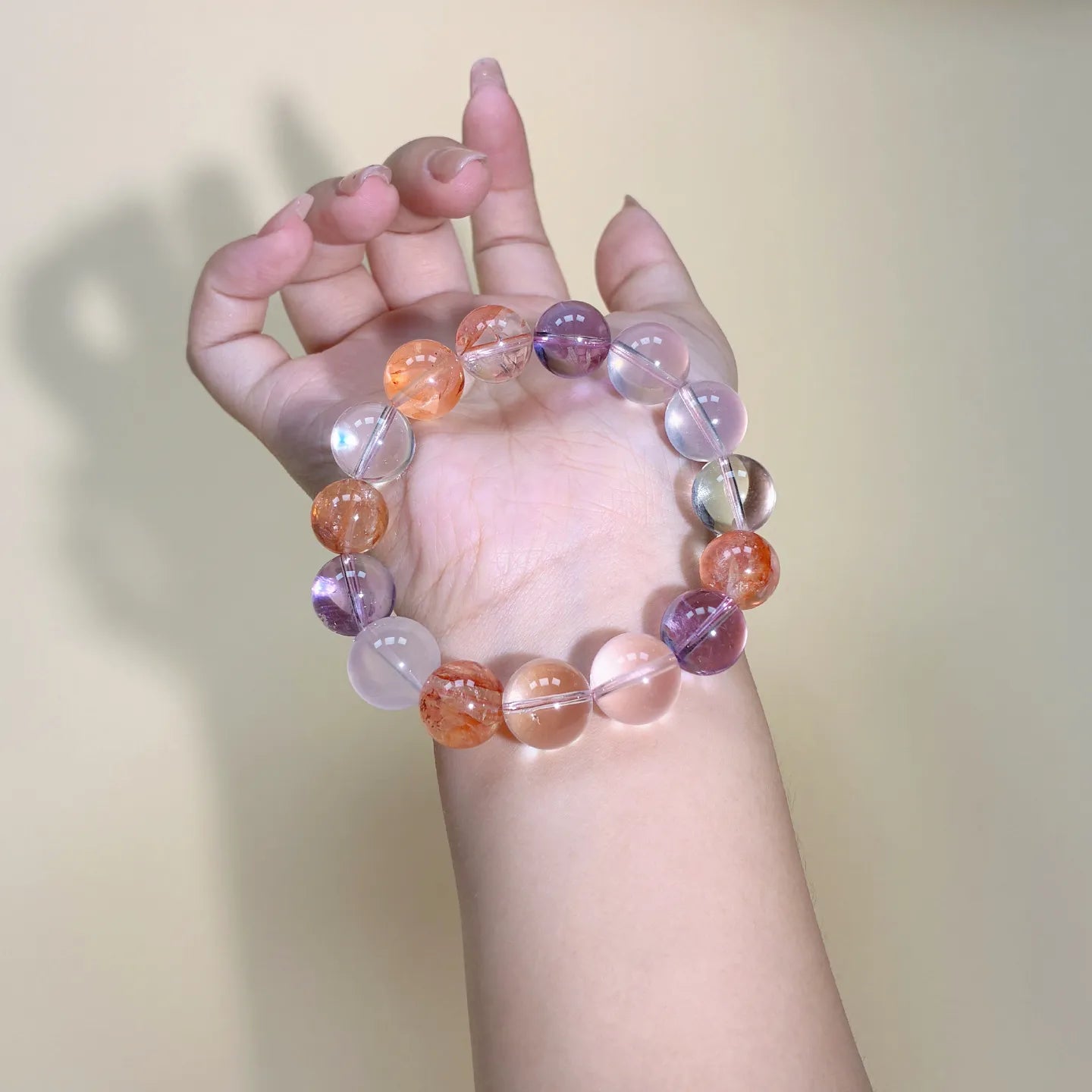 Tri Color Radiance Bracelet Brazilian Amethyst Rose Quartz Golden Healer Chakra Bracelet natural healing crystal beaded bracelet