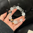 White Crystal Chakra Bracelet with round and square bead design natural healing crystal beaded bracelet